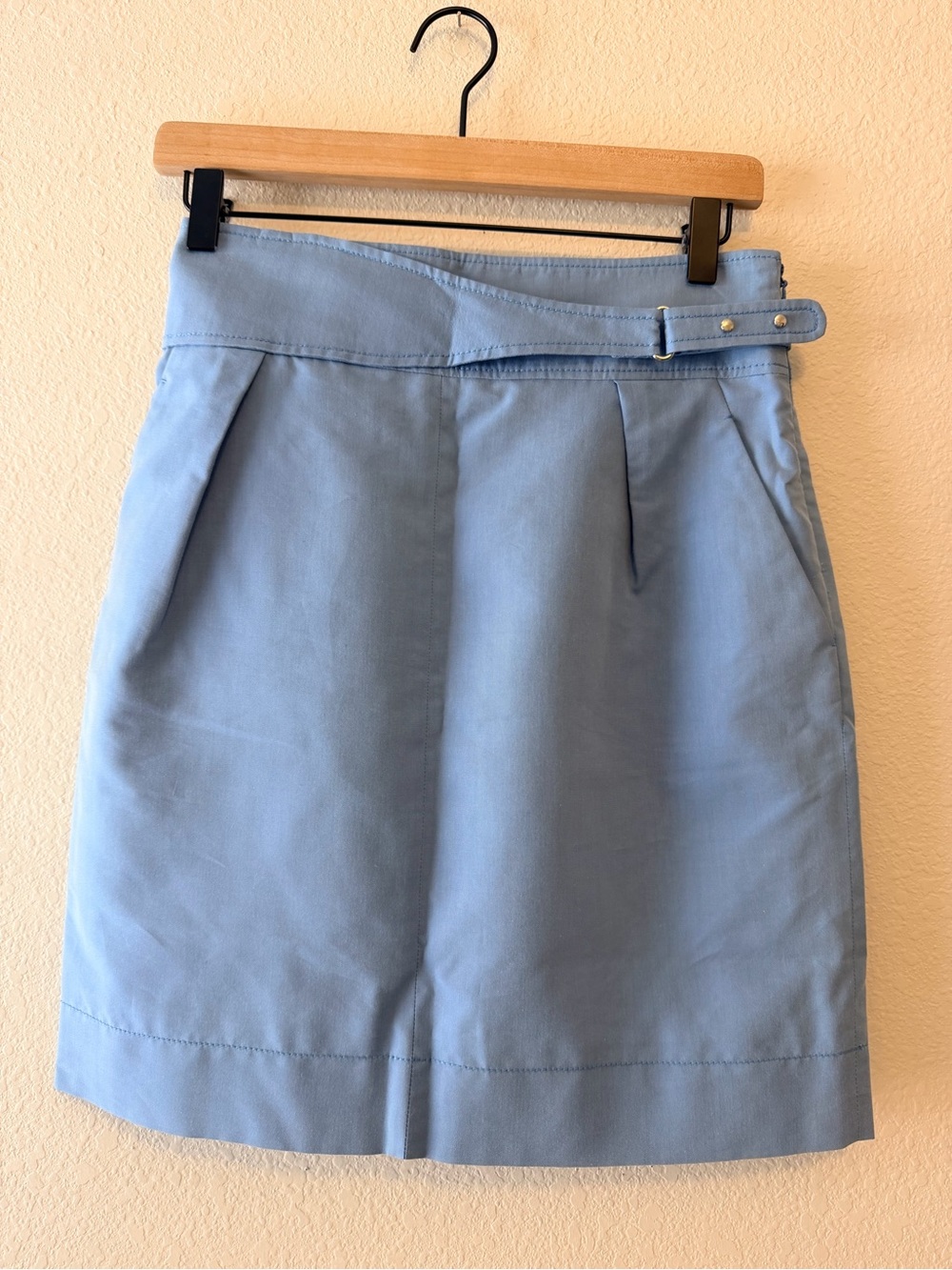 Gucci Blue Cotton Silk High-Waisted Belted Skirt IT 42